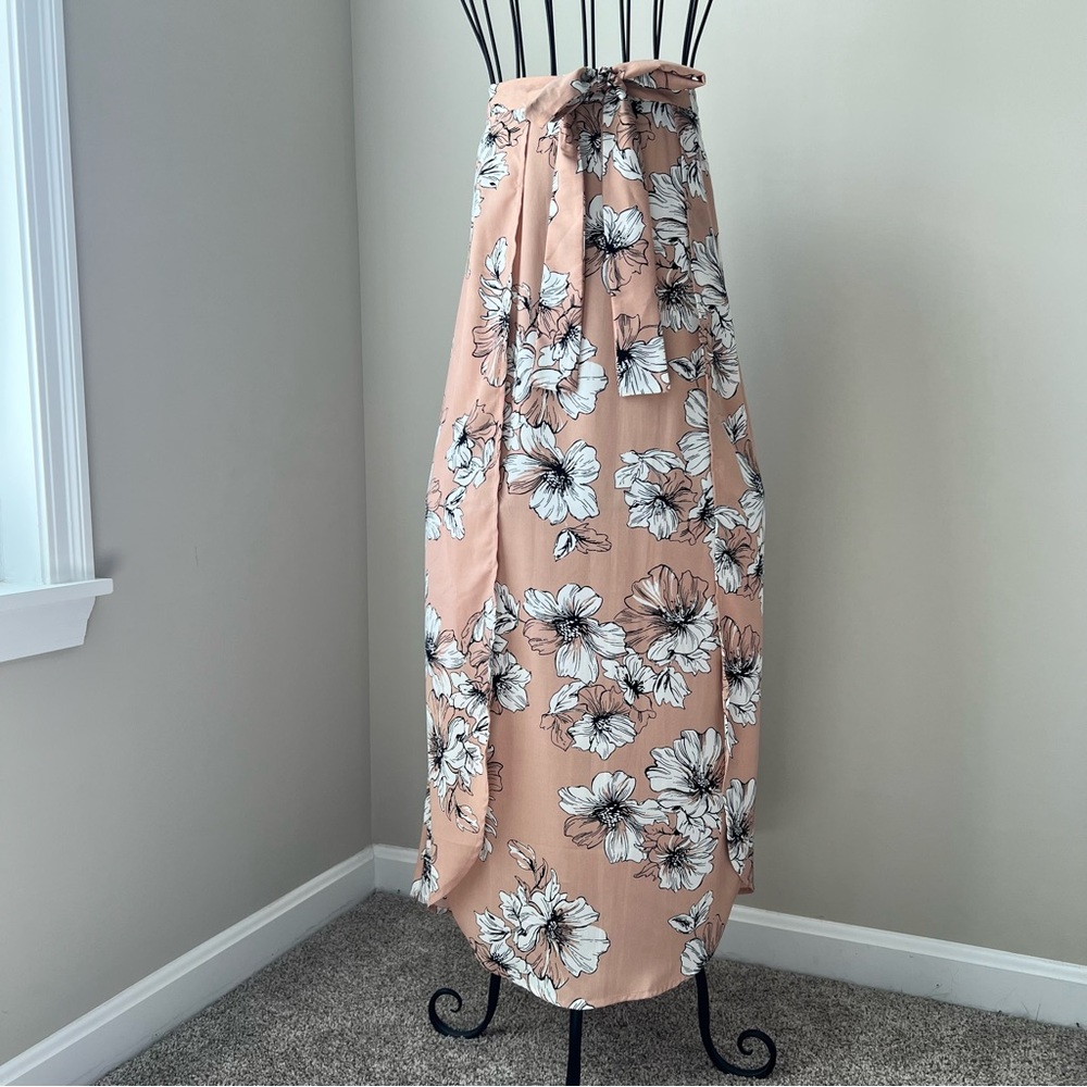 Blu Pepper Peach Floral Maxi Skirt